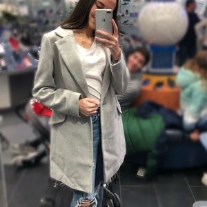 Topshop - Monica Faux Fur Collar Coat - Grey